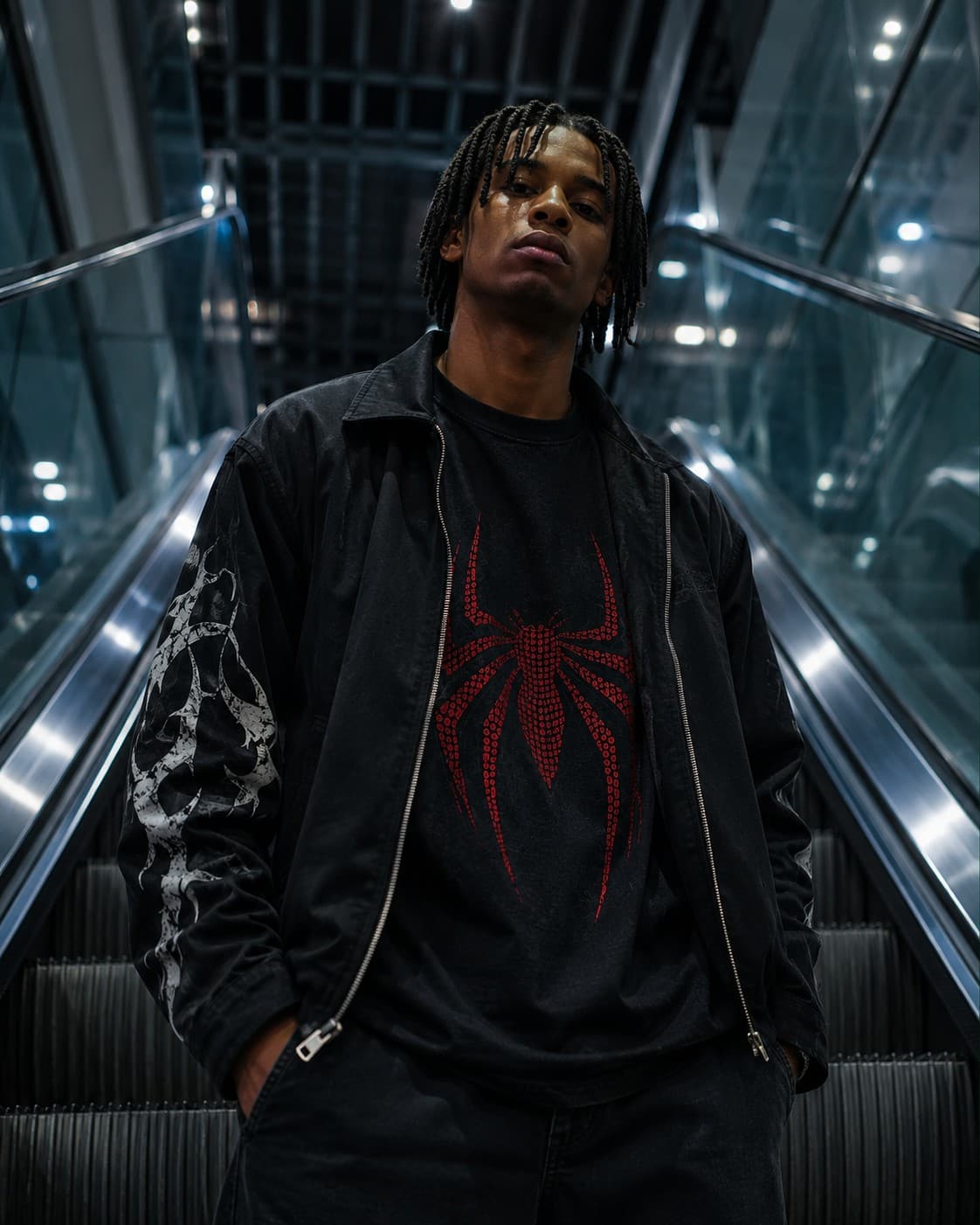 OFFDUTY Crimson Web oversized graphic tee crimson spider print Pakistan